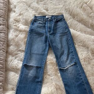 Slvrlake Womens High Rise London Crop Straight Leg Distressed Denim Jeans